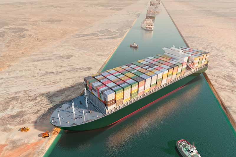 Schiff blockiert Suez-Kanal